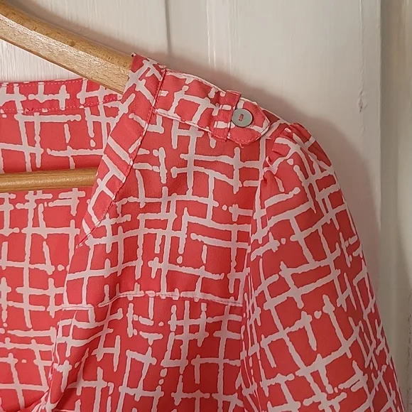 41 Hawthorne Orange Geometric Blouse - Small - Picture 6 of 8